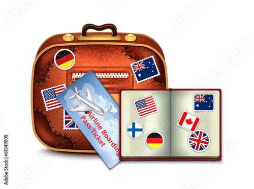 Passport and Airline  Ticket and Luggage