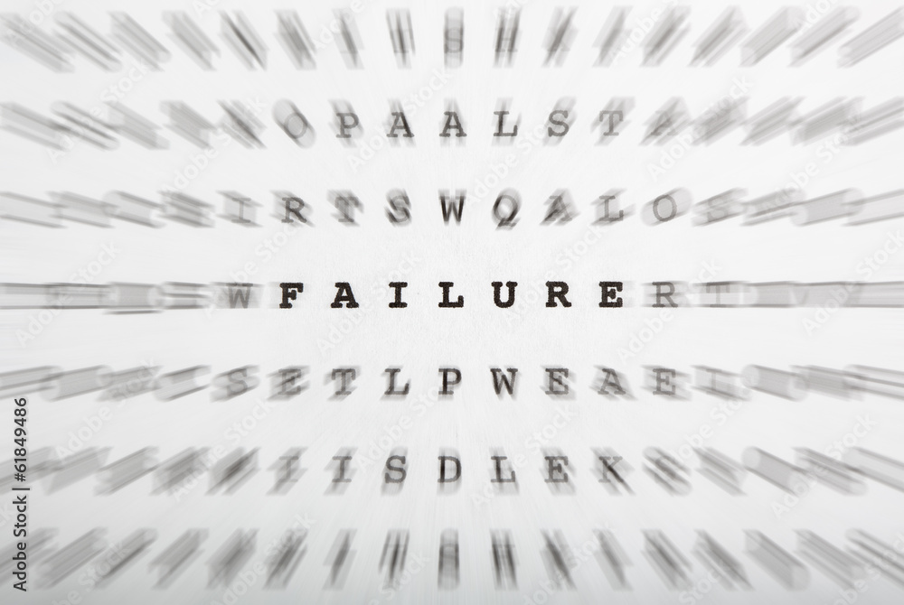 Fototapeta premium Crossword letters, focus on word failure