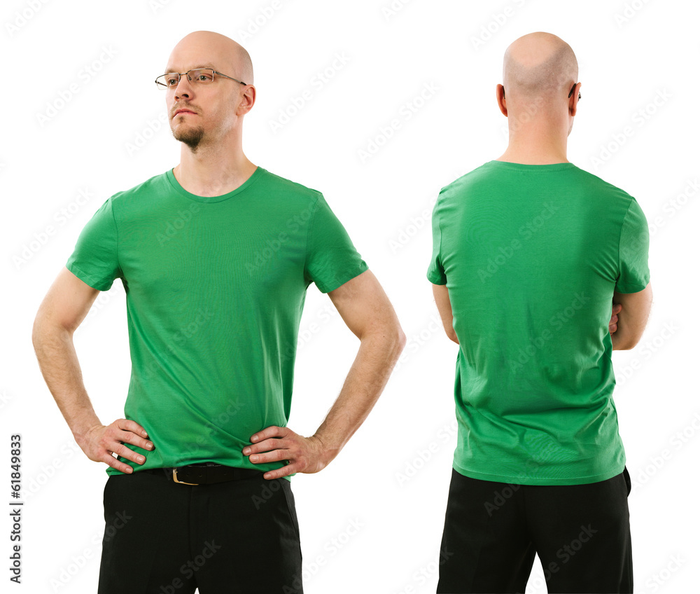 Man wearing blank green shirt Man wearing blank green shirt