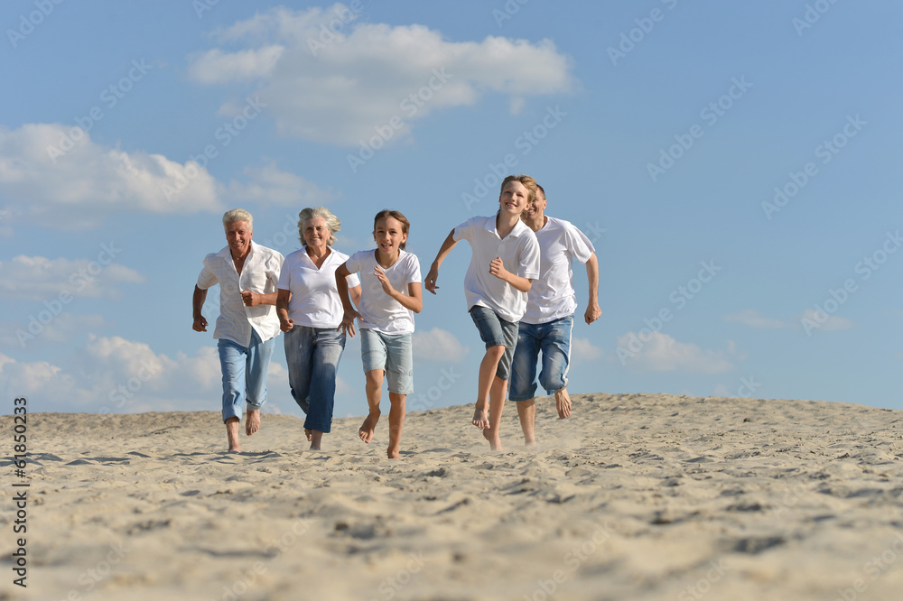 happy family  running