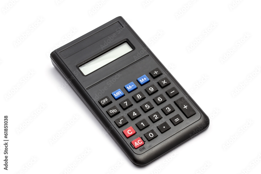 Black calculator isolated on white background Black calculator isolated on white background