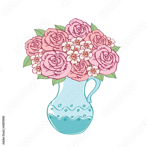 Bouquet of roses. Vector illustration.