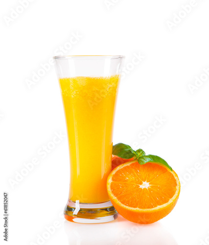 Fresh orange juice isolated on white background