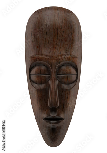 wooden african mask isolated on white background