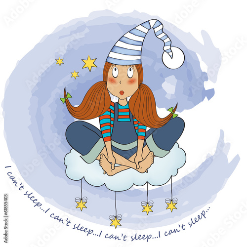 funny young girl who has insomnia