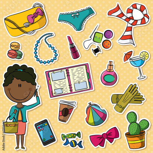 African-American trendy girl and female things