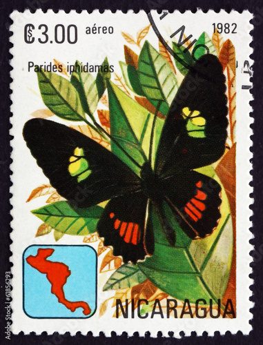 Postage stamp Nicaragua 1982 Iphidamas Cattleheart, Butterfly photo