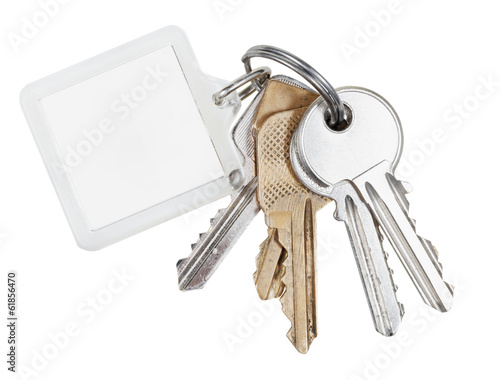 Obraz na plátně several door keys on ring and keychain