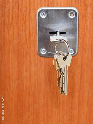 keys on ring in keyhole of door