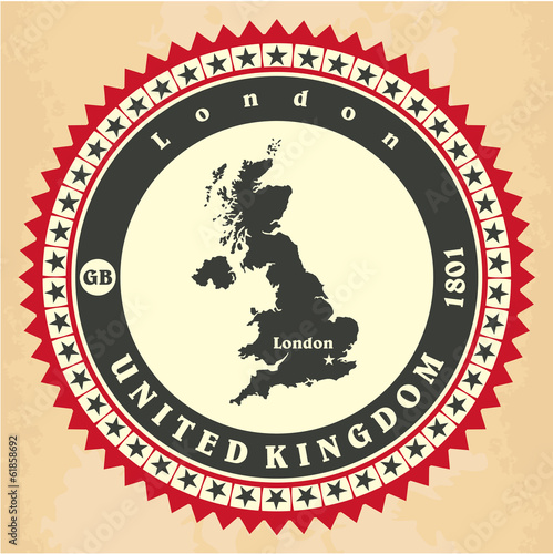 Vintage label-sticker cards of United Kingdom.