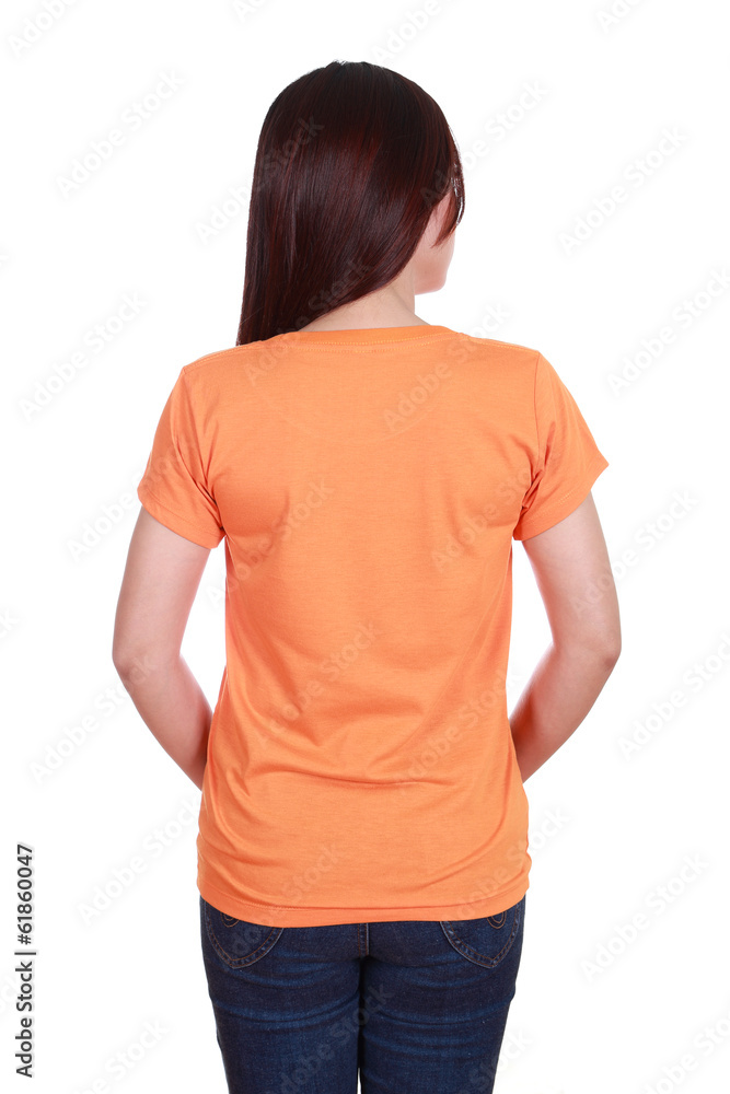 female with blank t-shirt (back side) female with blank t-shirt (back side)