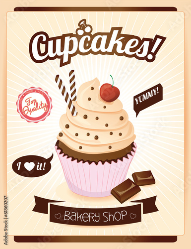 Cupcake poster design   vector illustration