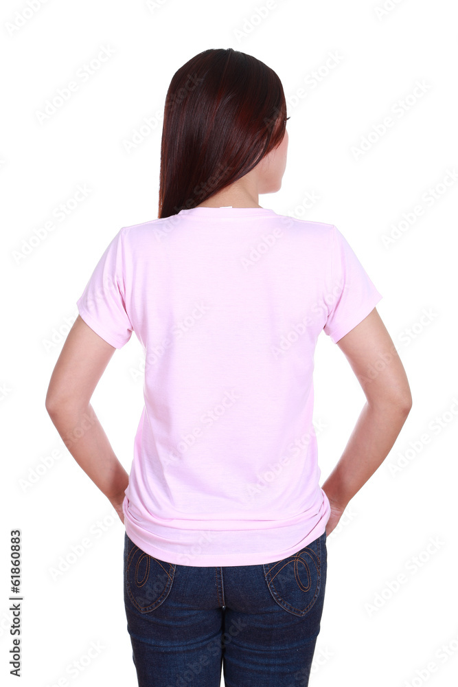 female with blank t-shirt (back side) female with blank t-shirt (back side)