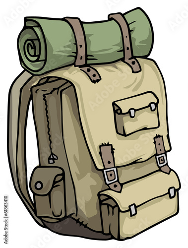 Hand drawn, tourist, hiker backpack