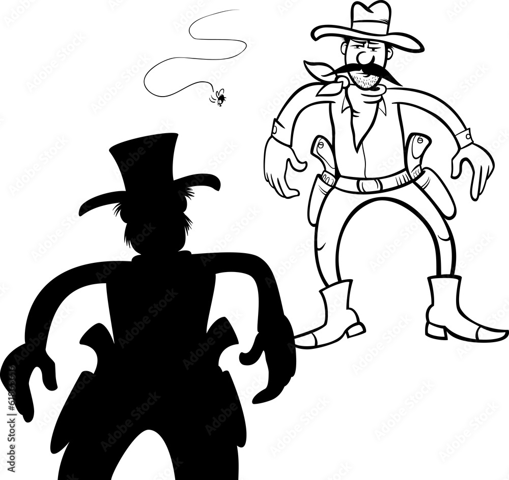 Fototapeta premium gunmen duel cartoon illustration