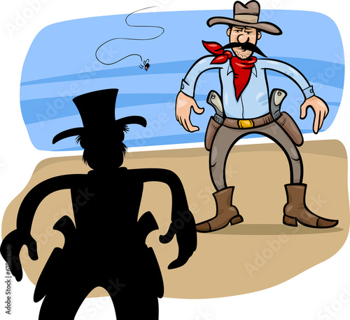 gunmen duel cartoon illustration