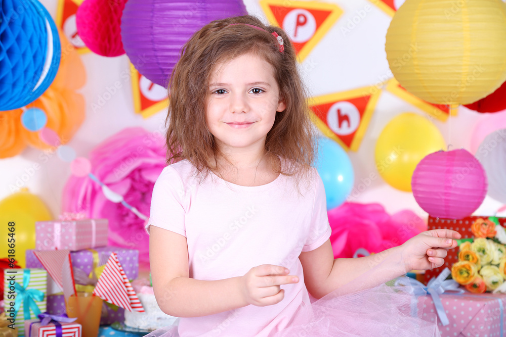 Pretty little girl celebrate her birthday Pretty little girl celebrate her birthday