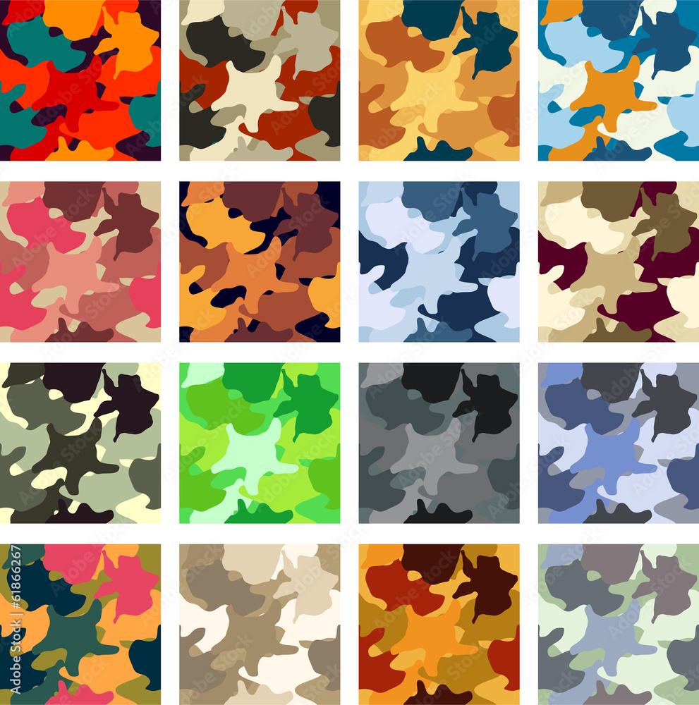 Abstract camouflage vector seamless pattern pack Abstract camouflage vector seamless pattern pack