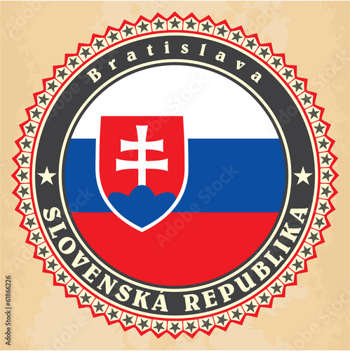 Photography Vintage label cards of Slovakia flag.