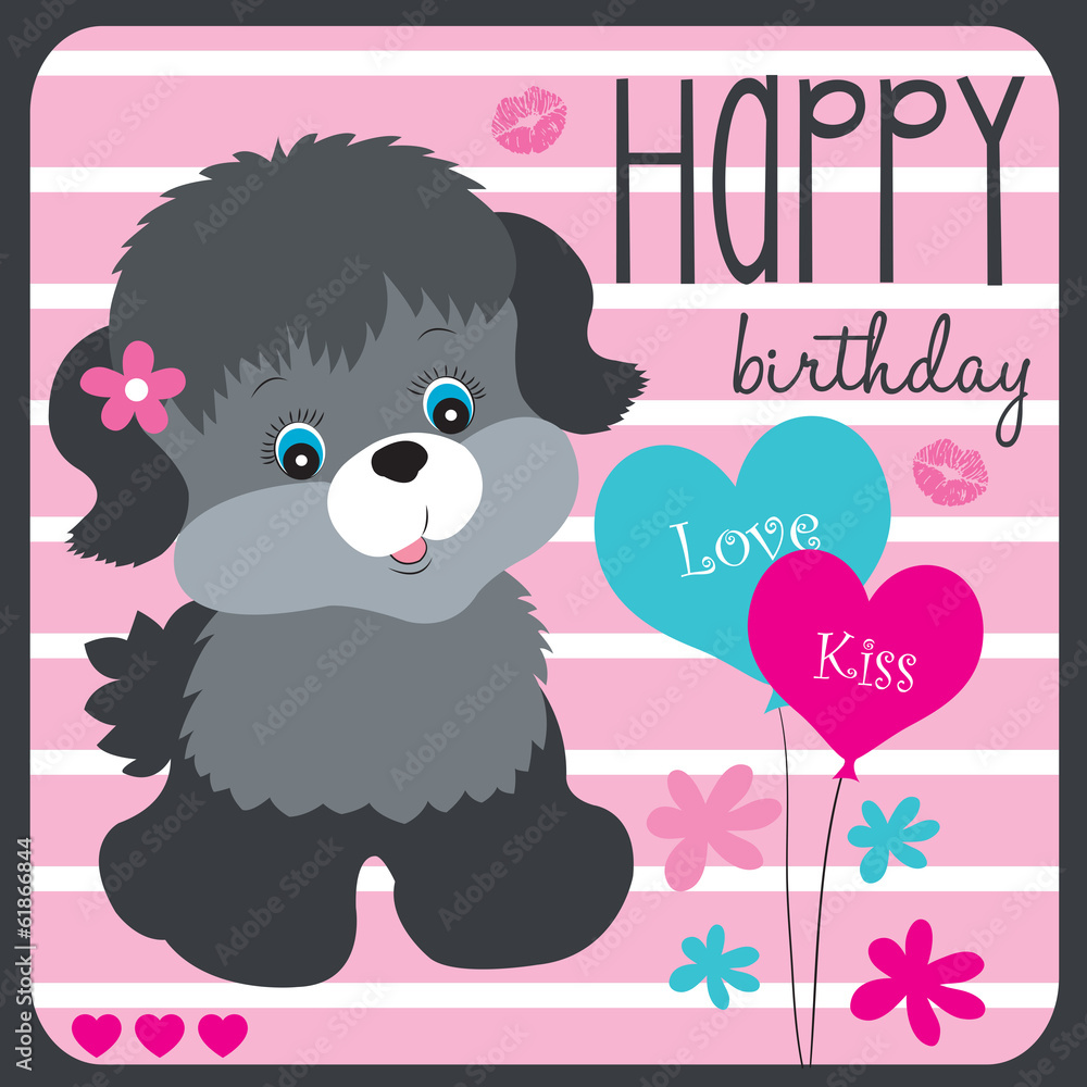 happy birthday cute dog vector illustration happy birthday cute dog vector illustration