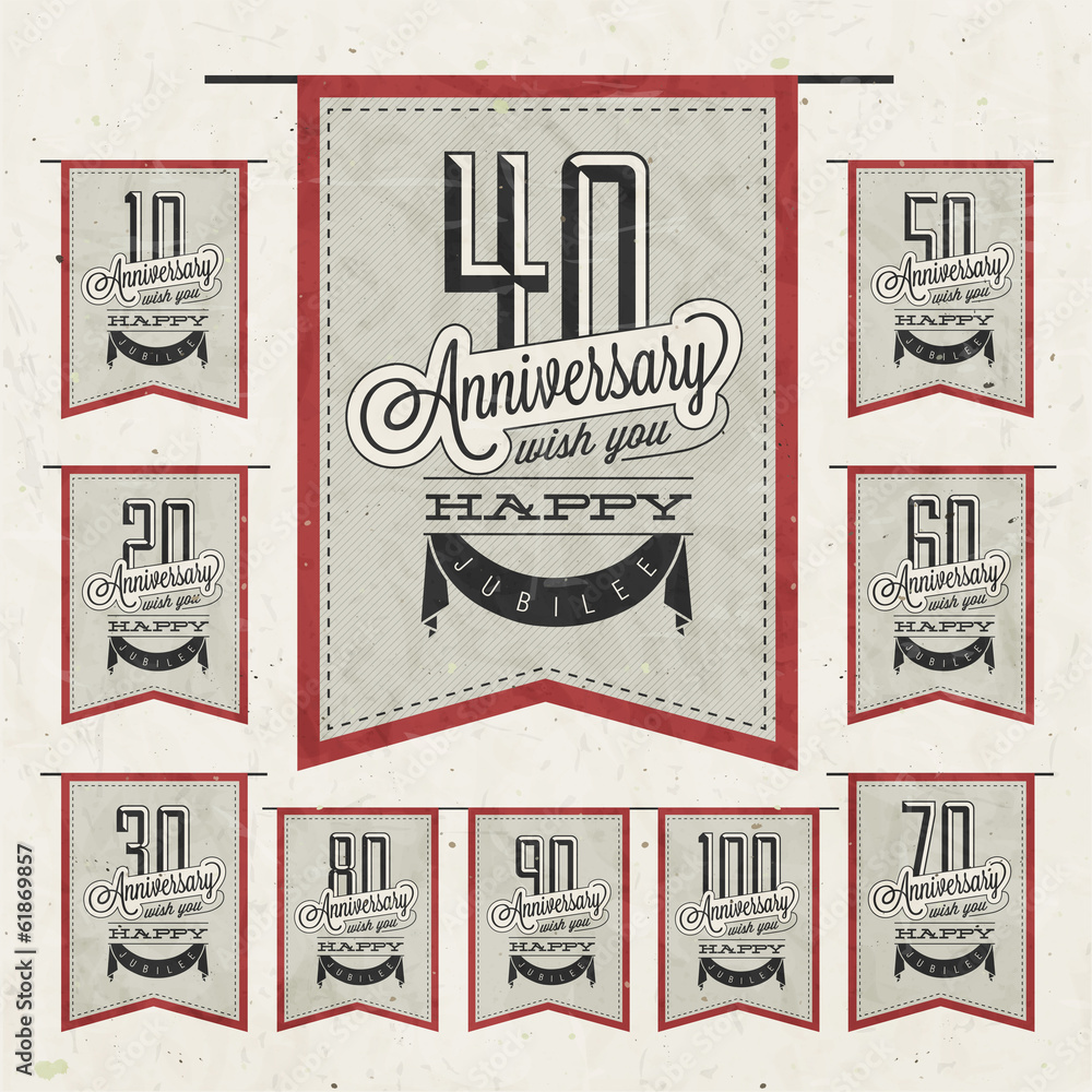 Retro Vintage style anniversary greeting card collection