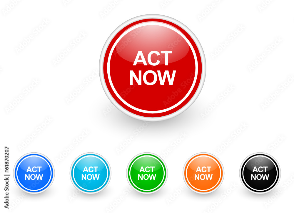  act now icon vector set