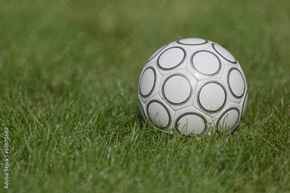 Naklejka premium Soccer ball on grass