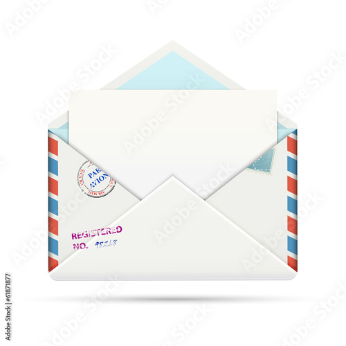 Open Old-fashioned Airmail Paper Envelope