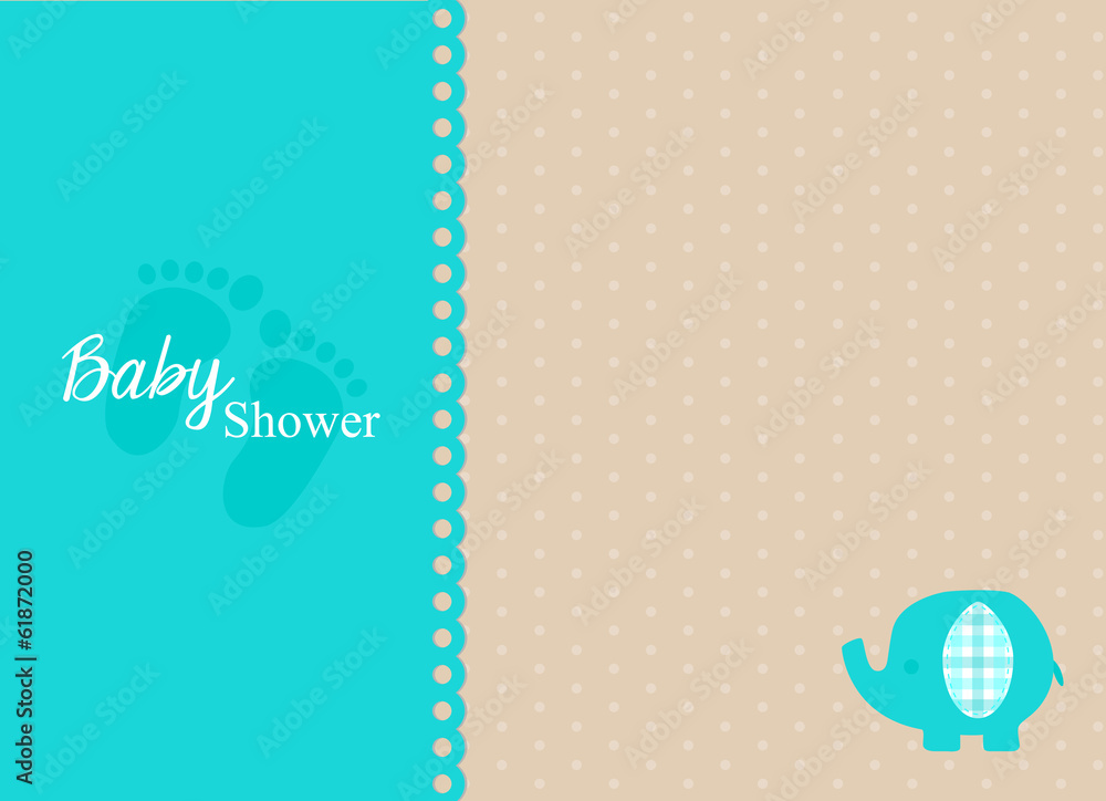 baby shower invitation card with turquoise elephant