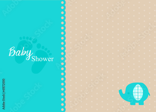 baby shower invitation card with turquoise elephant