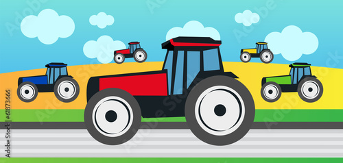 Harvest and many tractors