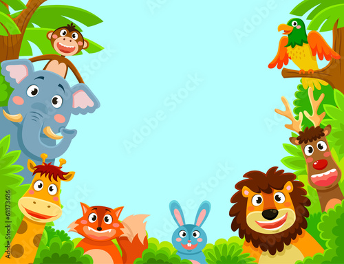 happy animals creating a framed background