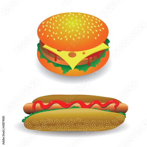 hot dog and hamburger