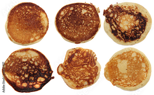 pancakes isolated on a white background. Set.