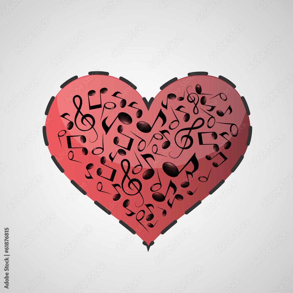 Heart made from music notes