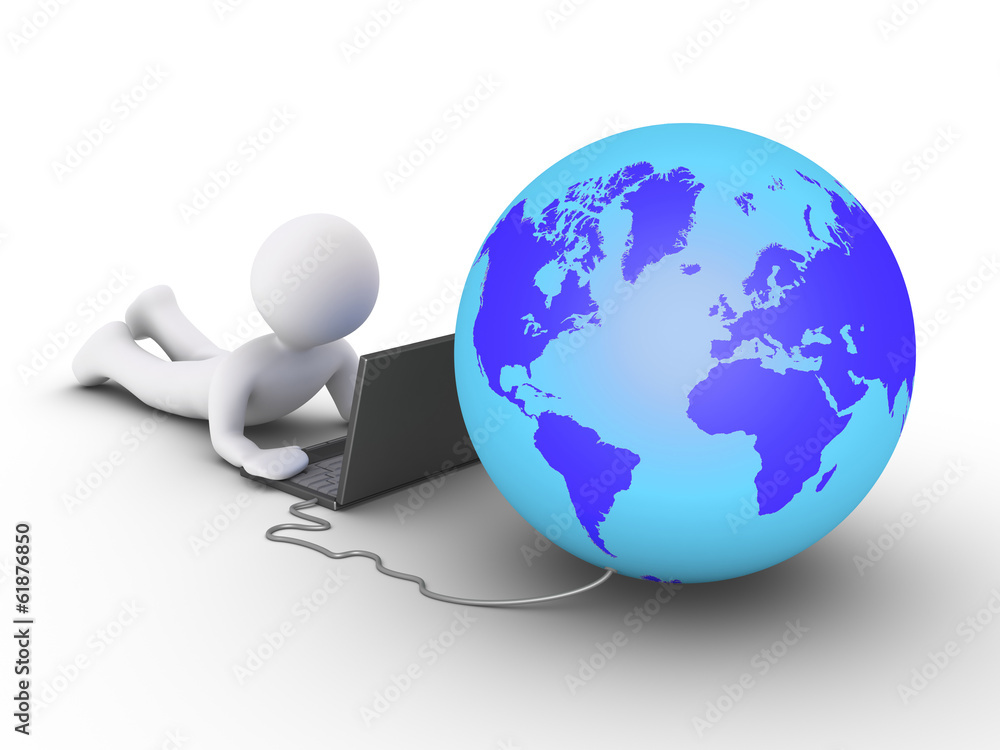 Person is using a computer connected to the world Person is using a computer connected to the world