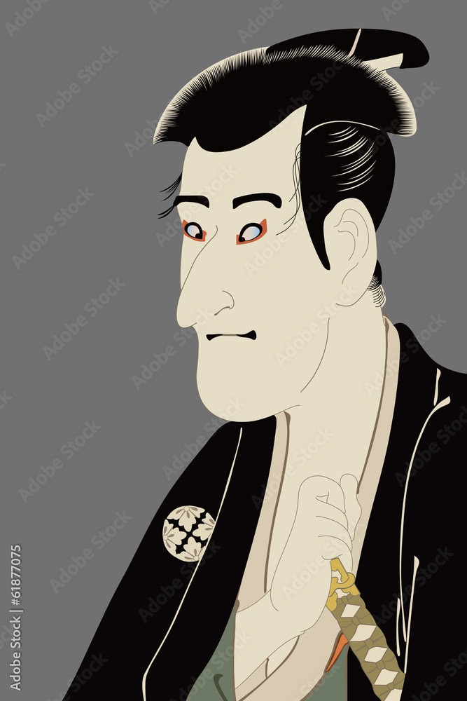 東洲斎写楽 三世市川高麗蔵の志賀大七のイラスト Stock ベクター Adobe Stock