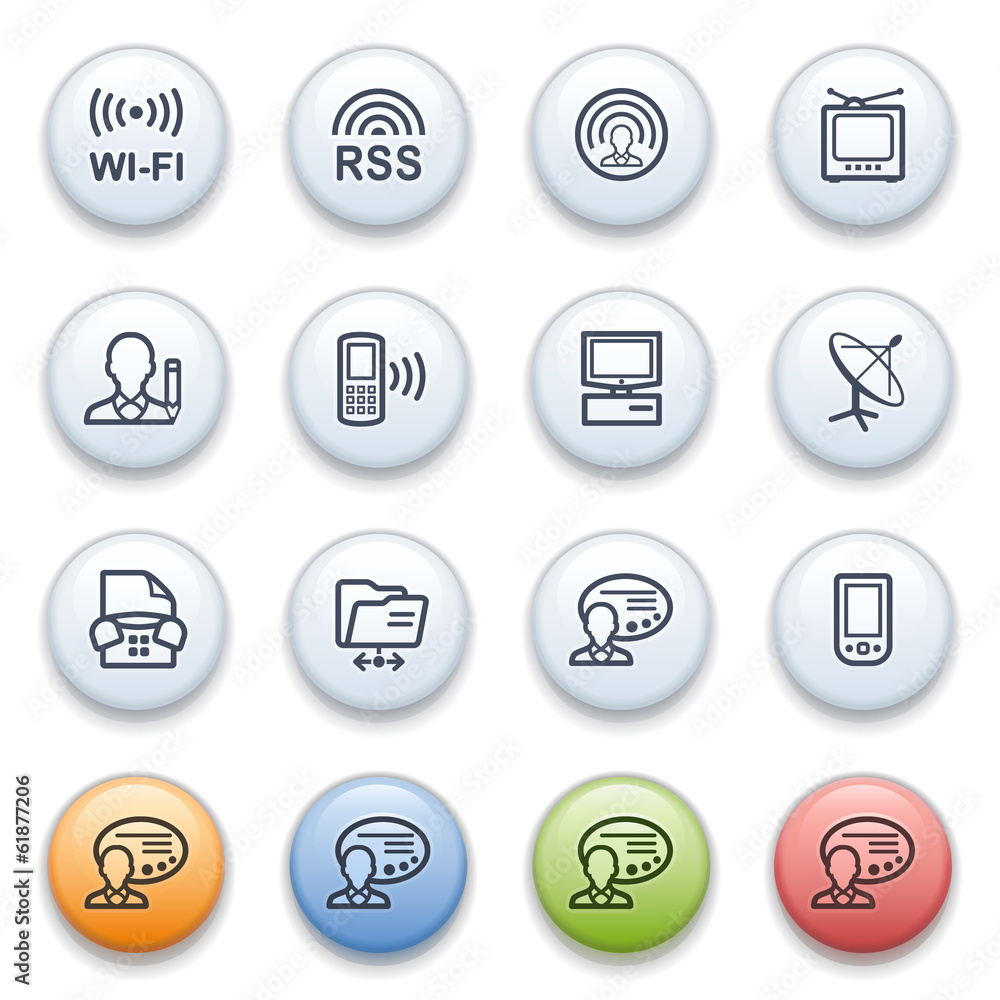 Communication icons on color buttons. Communication icons on color buttons.