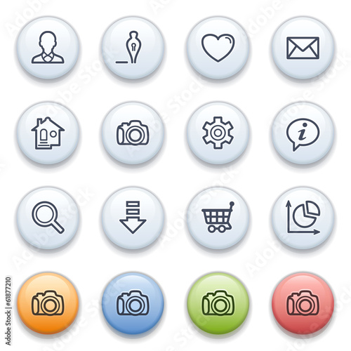 Basic contour icons on color buttons.