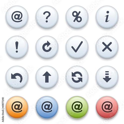 Symbols for web on color buttons.