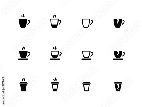 Coffee cup and Tea mug icons on white background.
