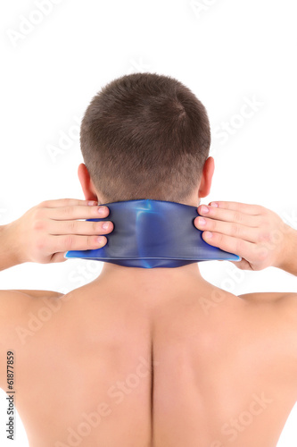 Young man with neck pain, i...