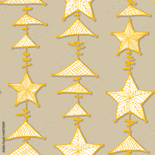 abstract seamless pattern with srars and triangles on the string