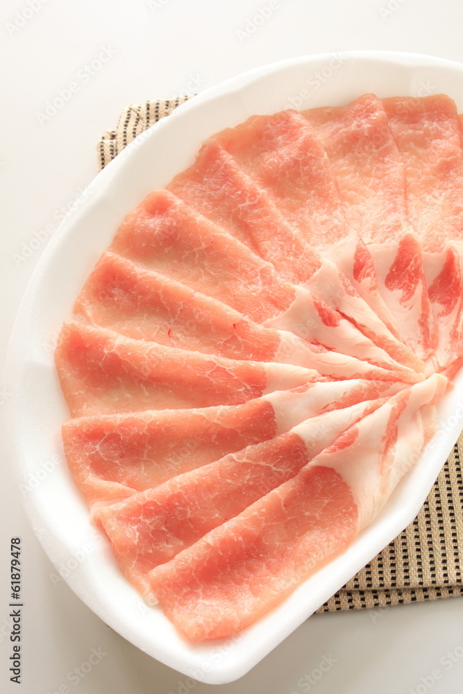 japanese food, sliced pork for shabu shabu japanese food, sliced pork for shabu shabu