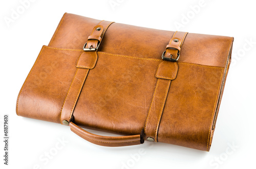 Leather bag isolated on white background