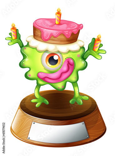 A monster above the trophy stand with an empty label