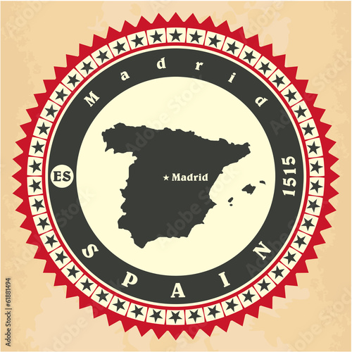 Vintage label-sticker cards of Spain