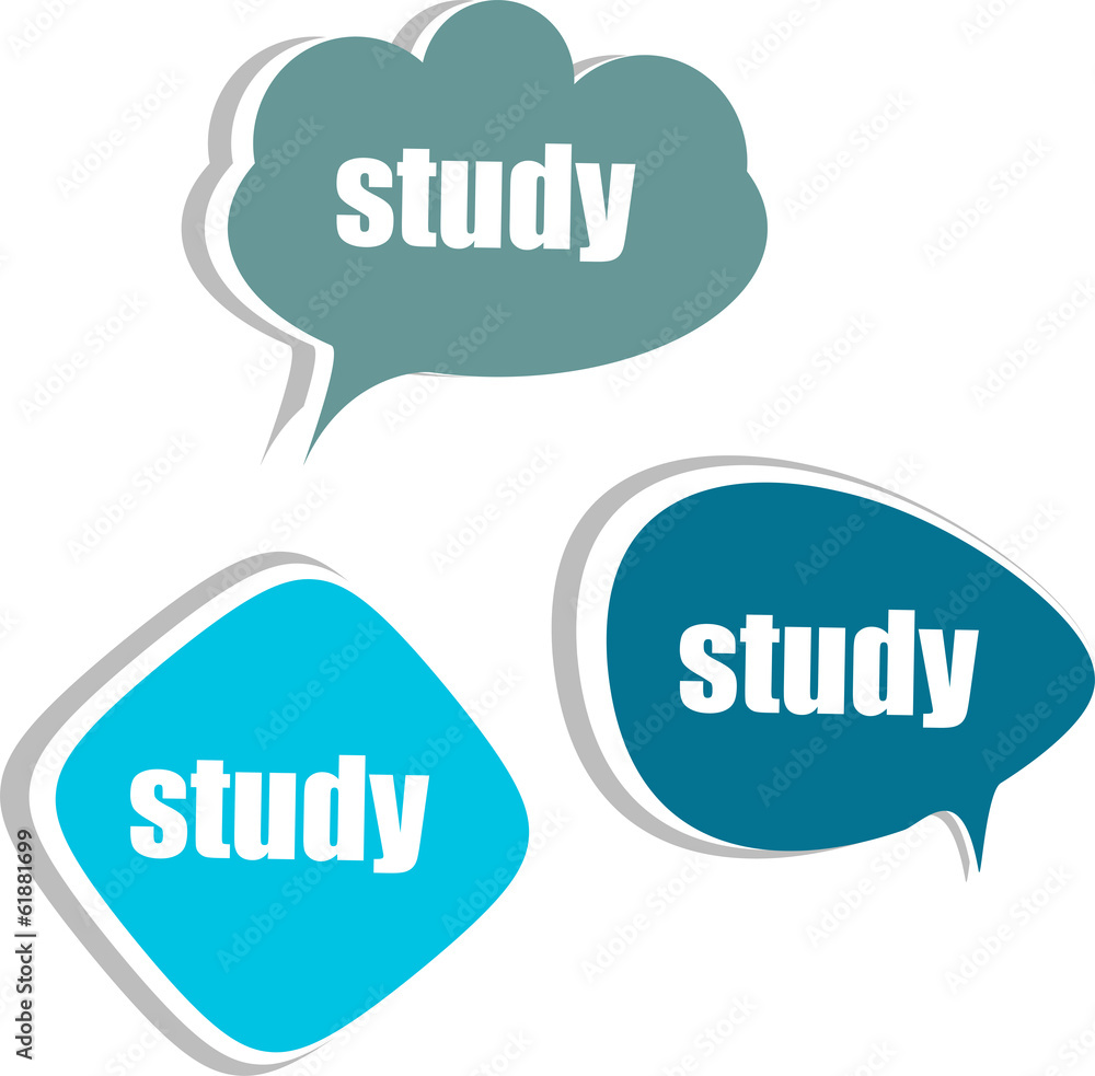 study words on modern banner design template. set of stickers study words on modern banner design template. set of stickers