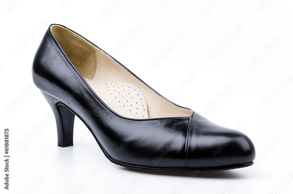 leather black shoes women isolated white background leather black shoes women isolated white background