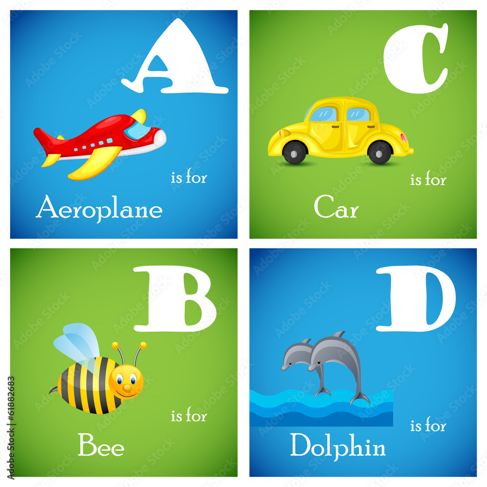 Vector Alphabet set from A to D Vector Alphabet set from A to D
